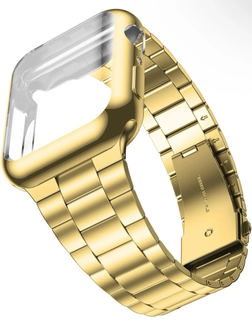 Gold Tone Smartwatch Case with Screen-protector and Watch Band